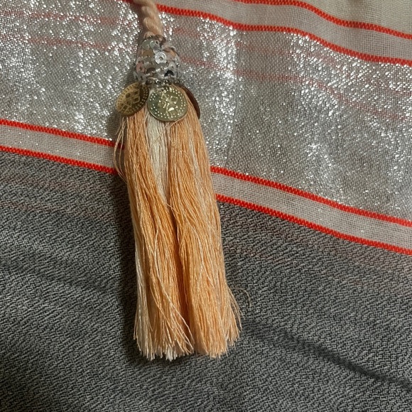 River Island Cream, Grey and Peach Tunic with Tie Front - Picture 4 of 9